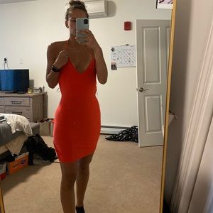 Bright neon red dress